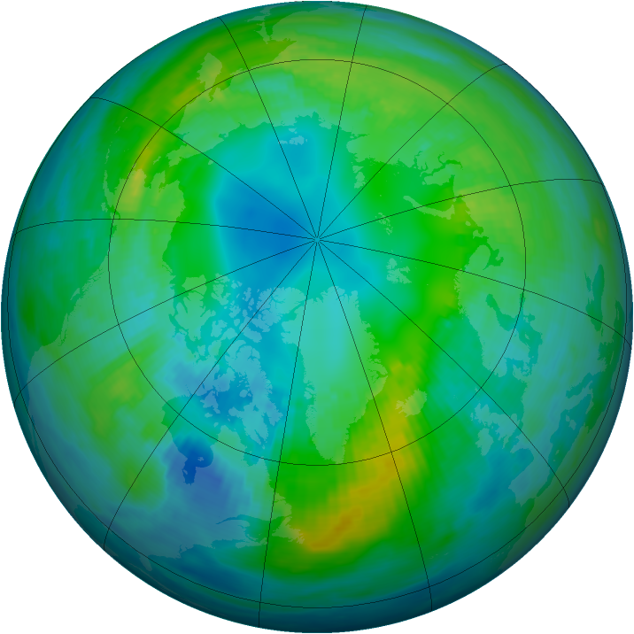 Arctic ozone map for 29 October 1982